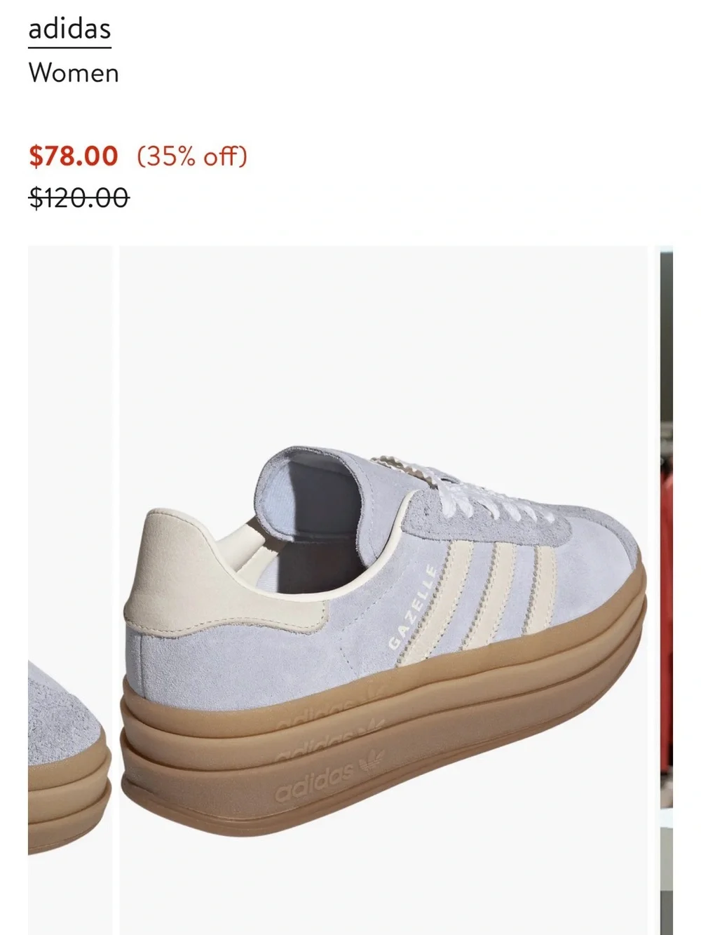 Adidas Gazelle Platform Sneakers in Light Blue and Cream with Gum Sole